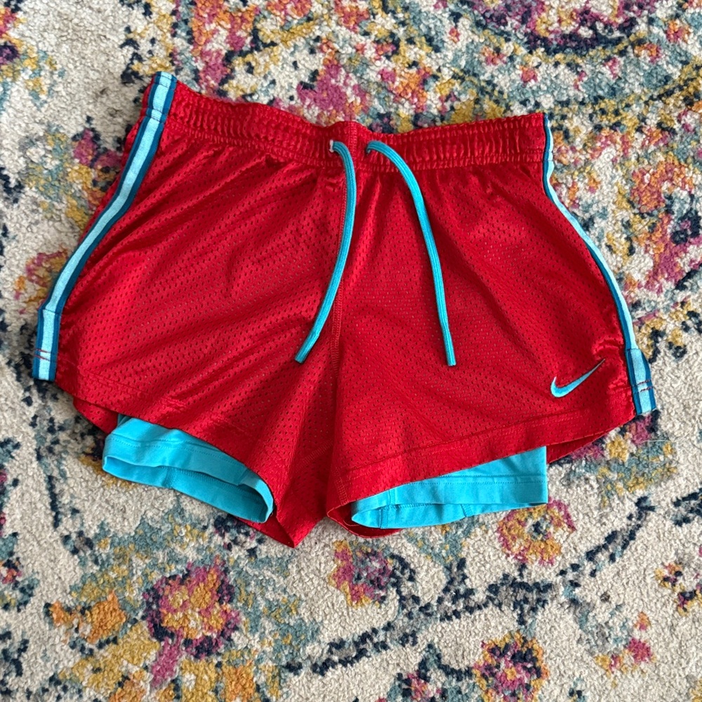 Nike Red Shorts with Blue Trim